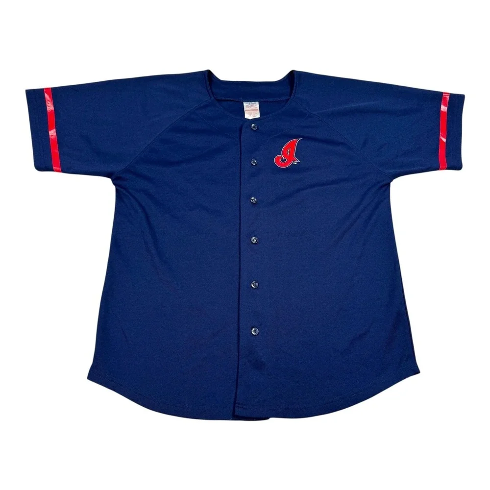 MLB Baseball Jersey Youth Large Blue Jackie Bradley Jr. 24 Button Front